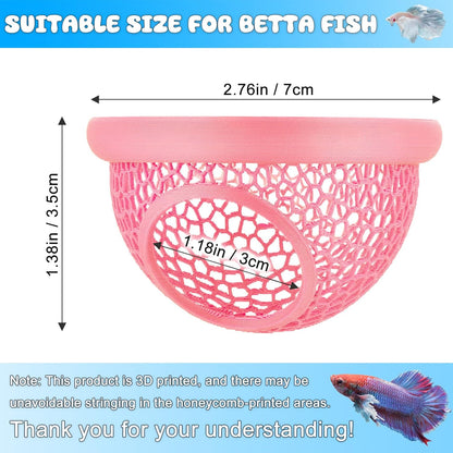 Pink Floating Betta Hide & Shrimp Cave – 3D Printed Aquarium Hammock, Feeding Ring & Resting Spot for Betta Fish, Shrimp & Small Fish (Eco-Safe PLA)
