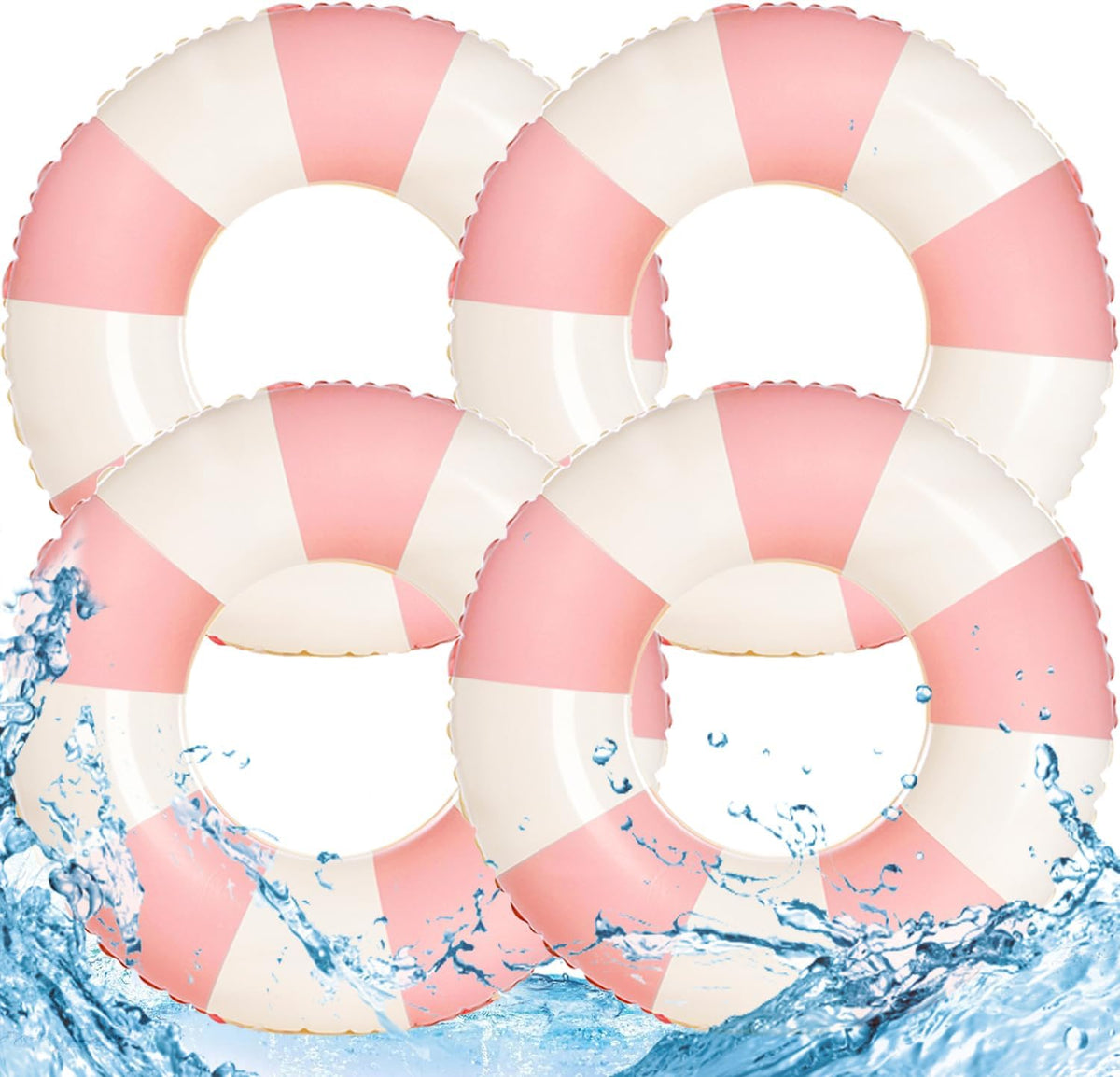 4PCS Floats for Adults Rings Striped Pool Float Large Swim Ring for Adults,30 Inch Classic Striped Teens Adult Inner Tubes Summer Beach Bachelorette Party