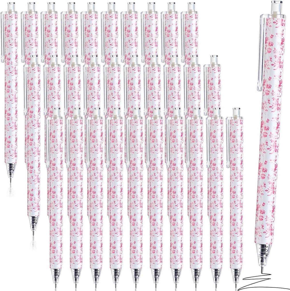 30 Pcs Pink White Floral Pens for Back School Bridal Shower Gift