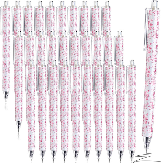 30 Pcs Pink White Floral Pens for Back School Bridal Shower Gift