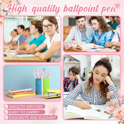 30 Pcs Pink White Floral Pens for Back School Bridal Shower Gift
