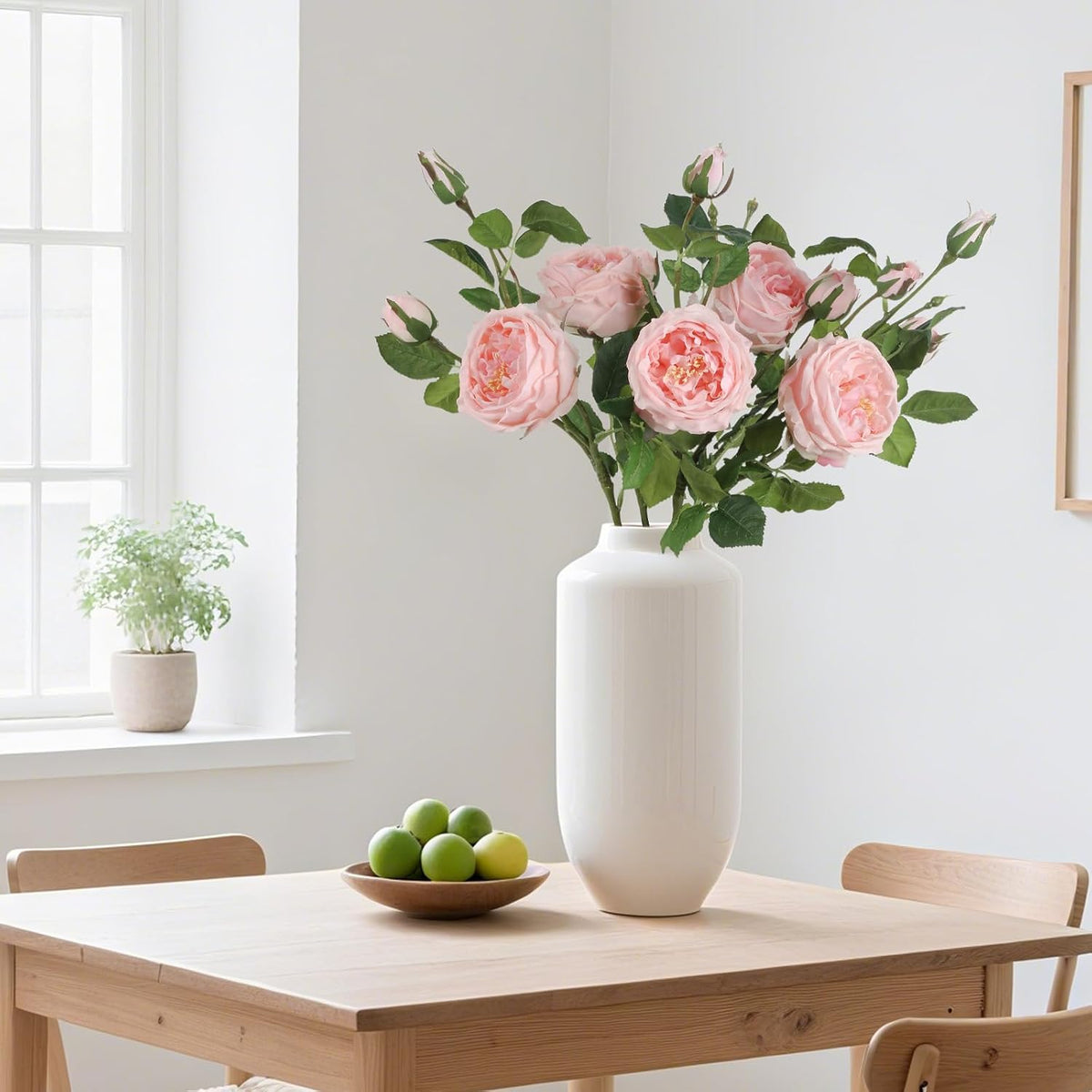 Real Touch Pink Austin Roses Peonies Artificial Flowers 4 Bouquets Latex Fake Peonies with Long Stem Realistic Faux Peonies Flower for Wedding Party Home Table Centerpieces Decorations (Pink)