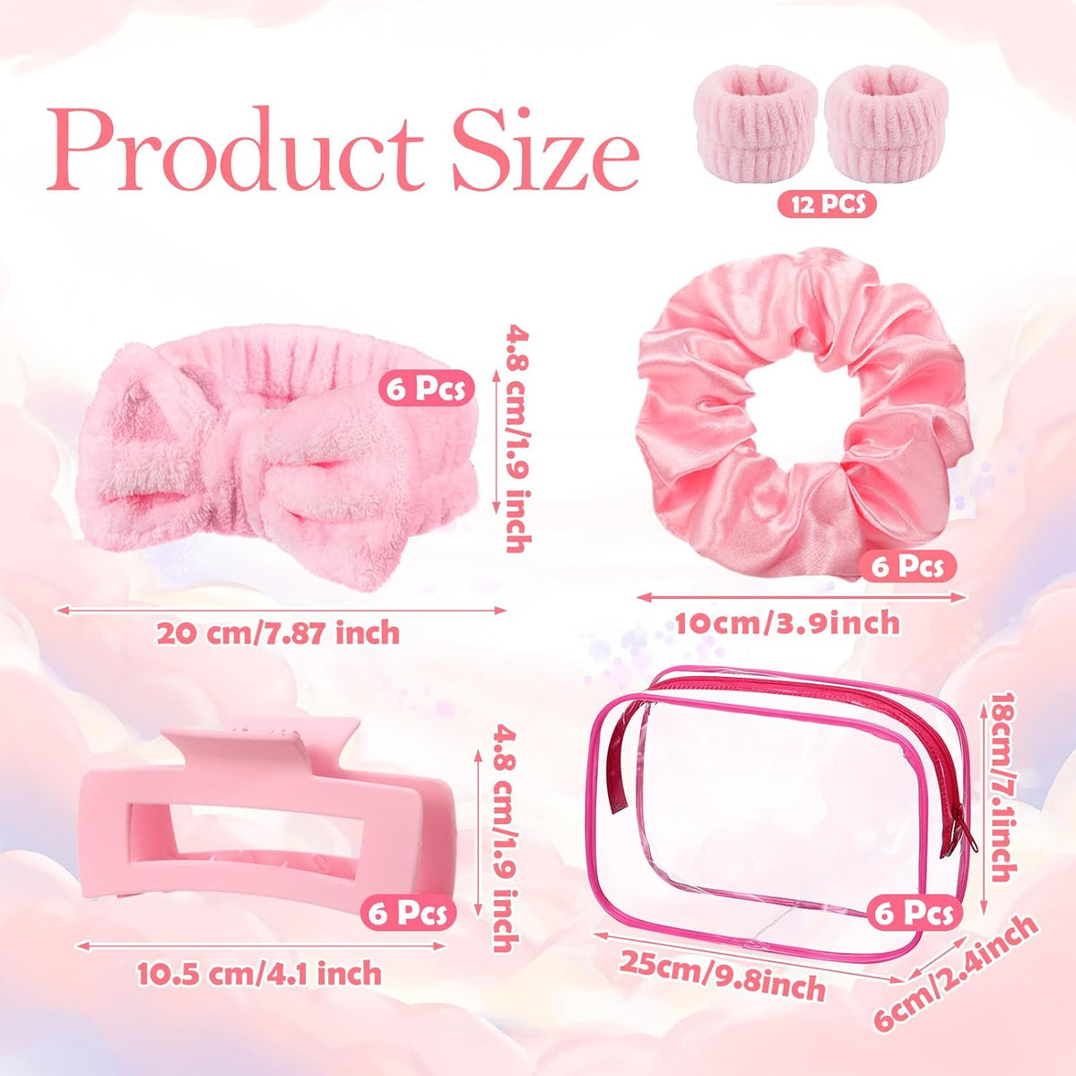 42 Pcs Pink Party Favors Spa Headband, Wristband, Bamboo Hairbrush, Hair Clip, Scrunchie, Toiletry Bag Bridesmaid Proposal Gifts Sleepover Party Supplies for Slumber Spa Bachelorette Wedding