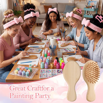 42 Pcs Pink Party Favors Spa Headband, Wristband, Bamboo Hairbrush, Hair Clip, Scrunchie, Toiletry Bag Bridesmaid Proposal Gifts Sleepover Party Supplies for Slumber Spa Bachelorette Wedding