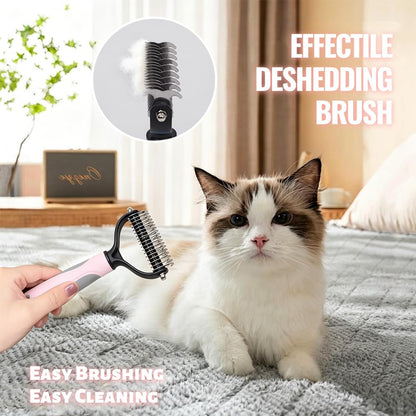 Pet Grooming Kit, 7 Piece Dog Brush for Shedding-Dog Brushes for Grooming, Dematting Comb for Dogs, Cat Nail Clipper with Nail File, Flea Comb, Bath Brush Pink