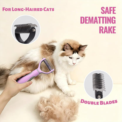 Pet Grooming Kit, 7 Piece Dog Brush for Shedding-Dog Brushes for Grooming, Dematting Comb for Dogs, Cat Nail Clipper with Nail File, Flea Comb, Bath Brush Pink