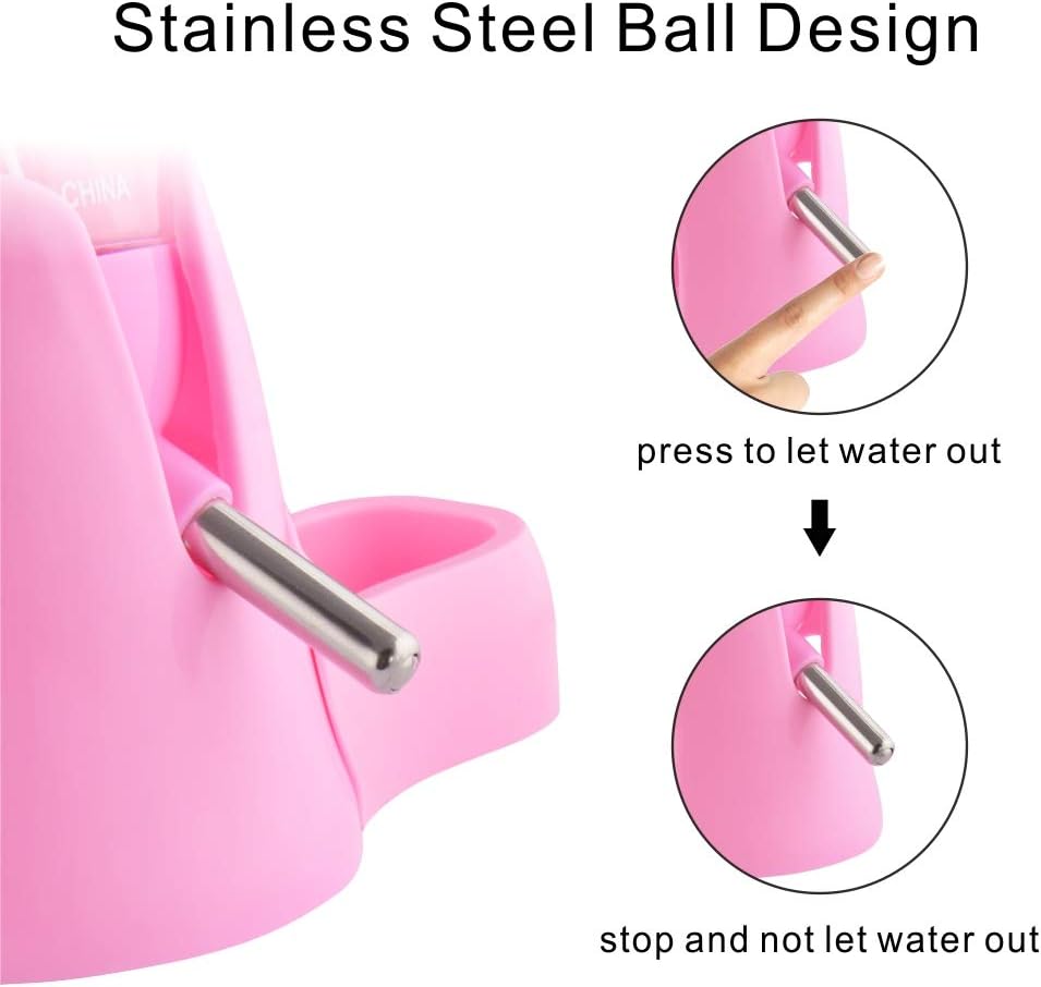 Guardians Hamster Water Bottle, Little Pet Automatic Drinking Bottle with Food Container Base Hut Hanging Water Feeding Bottles Auto Dispenser for Small Animals(80ml,Pink)