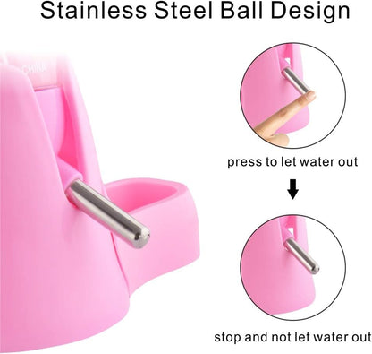 Guardians Hamster Water Bottle, Little Pet Automatic Drinking Bottle with Food Container Base Hut Hanging Water Feeding Bottles Auto Dispenser for Small Animals(80ml,Pink)