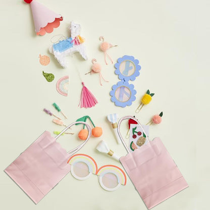 Mini Pink Goodie Bags With Handles 30Pcs Cute Scalloped Gift Bags | 4.7x5.9x2.3 Inches,120GSM Thick Paper, Recycled Bags For Party Favor,Candy,Treat,Birthday, Wedding,Christmas,Easter, Holiday