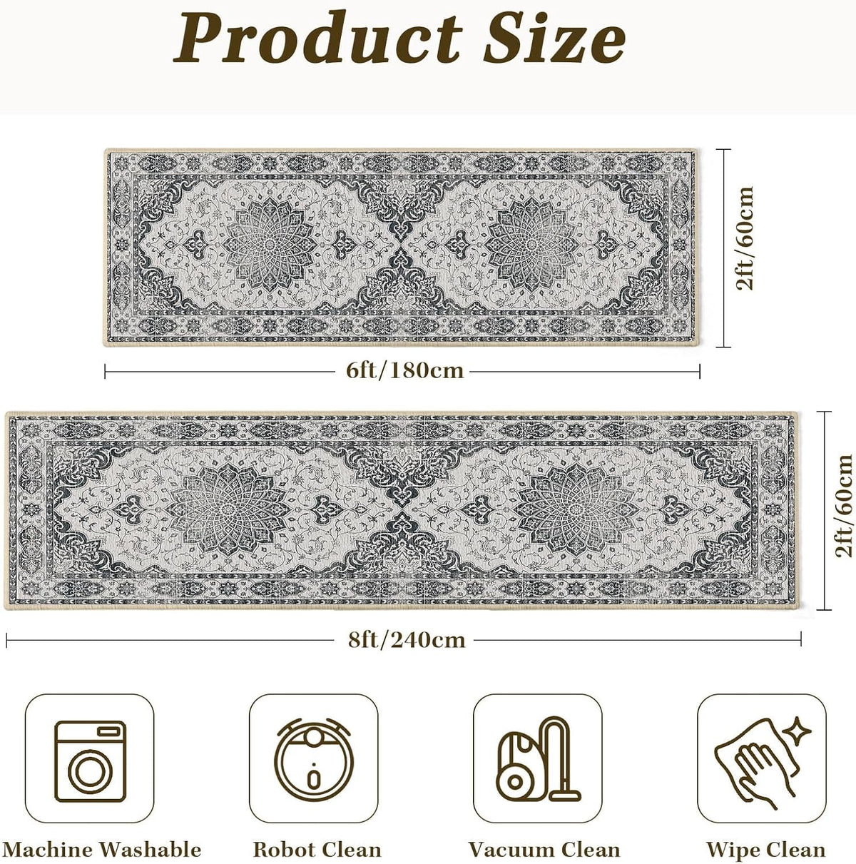 Hallway Runner Rug 2x6 - Washable Runner Rugs Non-Slip