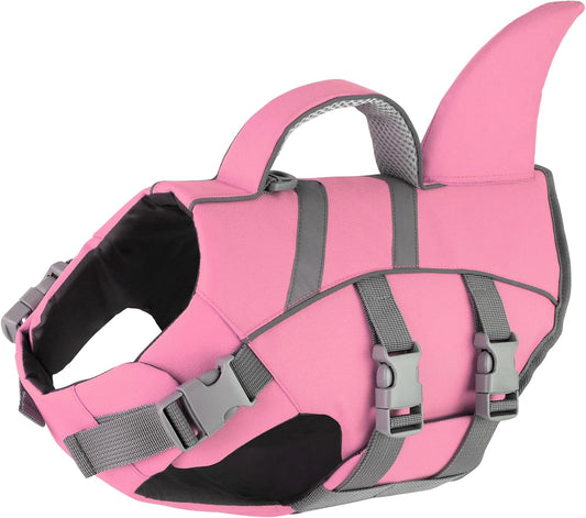 Dog Life Vest Shark, Life Jacket for Dogs, Swim Vest- Lt Pink,M