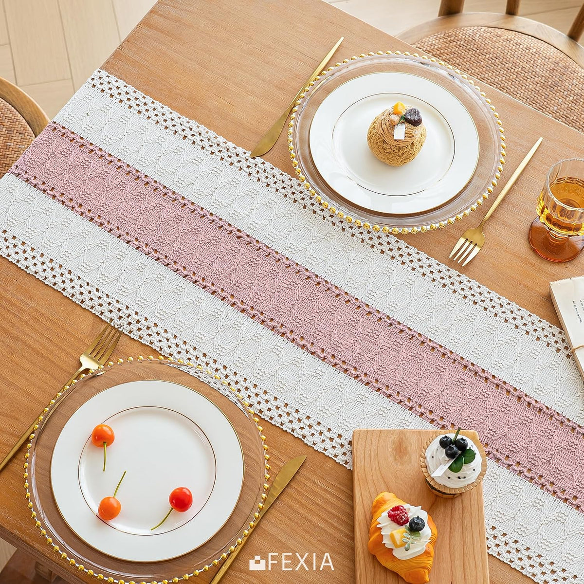 Boho Table Runner for Home Decor 12x72 Pink Fall Farmhouse Decor