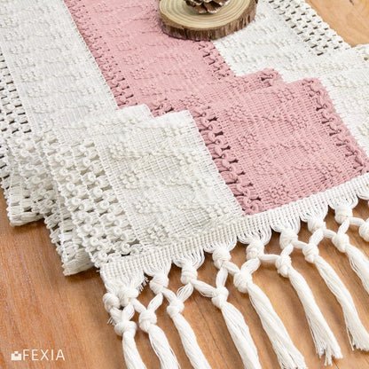 Boho Table Runner for Home Decor 12x72 Pink Fall Farmhouse Decor