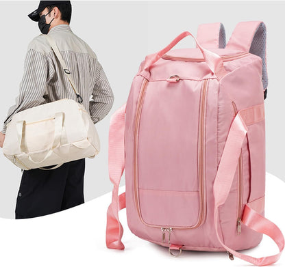 Gym Duffle Bag for Men Women, 3 in 1 Sports Duffle Bag with Shoe Compartment, Large Lightweight Weekender Travel Duffel Bag, Carry on Backpack (Pink)