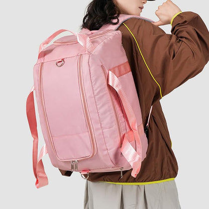 Gym Duffle Bag for Men Women, 3 in 1 Sports Duffle Bag with Shoe Compartment, Large Lightweight Weekender Travel Duffel Bag, Carry on Backpack (Pink)