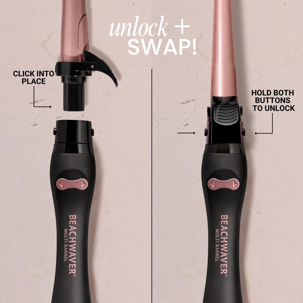 The Beachwaver Co. Multi-Barrel Rotating Curling Iron | Professional Automatic Iron with 3 Interchangeable Ceramic Barrels - Attachments Included! | Auto Shut-Off, Travel-Friendly