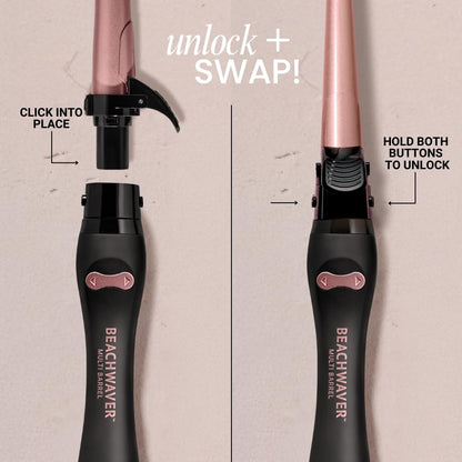 The Beachwaver Co. Multi-Barrel Rotating Curling Iron | Professional Automatic Iron with 3 Interchangeable Ceramic Barrels - Attachments Included! | Auto Shut-Off, Travel-Friendly