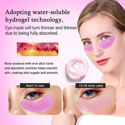 Under Eye Patchs Rose Eye Mask for Dark Circles and Puffiness Wrinkle Eye Bags 30 Pairs