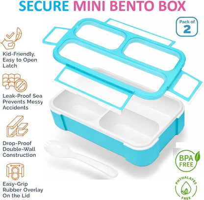 kinsho Small Snack Box Containers for Kids Toddlers, Pink Blue, Set of 2