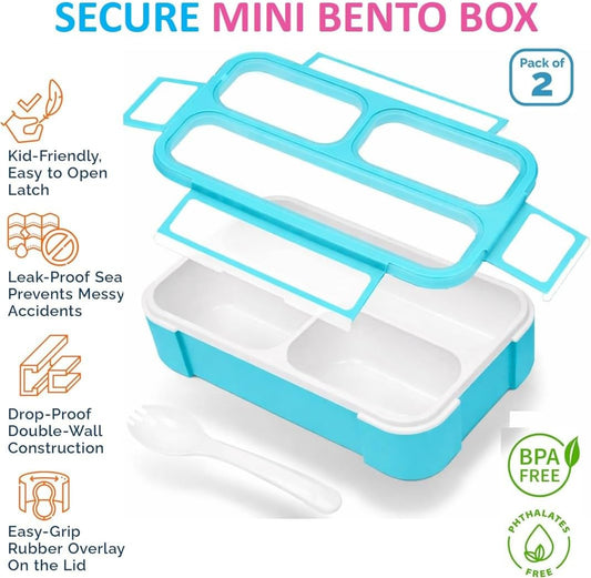 kinsho Small Snack Box Containers for Kids Toddlers, Pink Blue, Set of 2