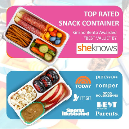 kinsho Small Snack Box Containers for Kids Toddlers, Pink Blue, Set of 2