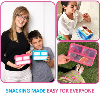 kinsho Small Snack Box Containers for Kids Toddlers, Pink Blue, Set of 2
