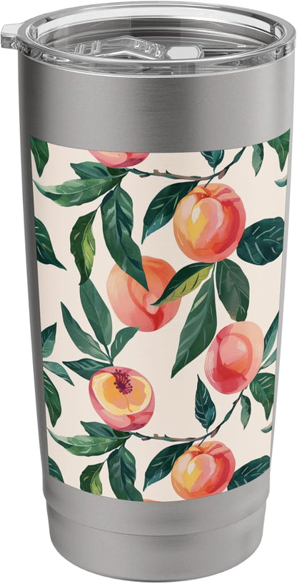 Cute Minimalist Pattern Art Peach Fruit Stainless Steel Insulated Tumbler