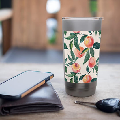 Cute Minimalist Pattern Art Peach Fruit Stainless Steel Insulated Tumbler