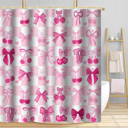 Pink Bow Shower Curtain, 72x72inch, Polyester