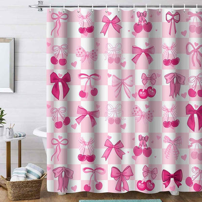 Pink Bow Shower Curtain, 72x72inch, Polyester