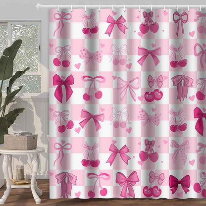 Pink Bow Shower Curtain, 72x72inch, Polyester