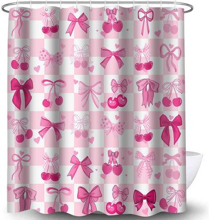 Pink Bow Shower Curtain, 72x72inch, Polyester