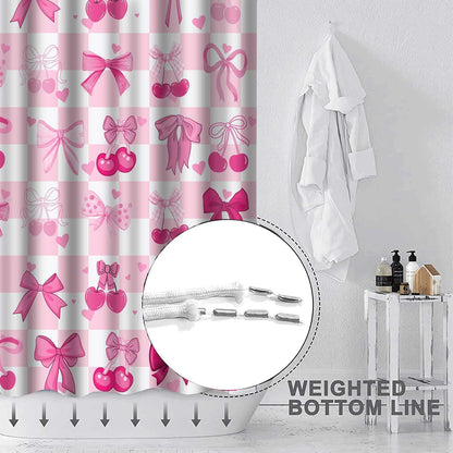 Pink Bow Shower Curtain, 72x72inch, Polyester