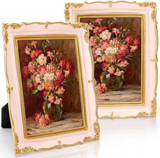 2 Pack 5x7 Vintage Picture Frame for Tabletop or Wall Display