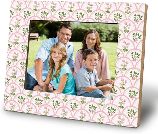 Watercolor Pink Floral Picture Photo Frame 5x7 Inches,Pink Green Cottagecore Pastel Botanical Floral Wall and Tabletop Display Photo Frame for Home Girls Room Apartment Dorm Office Decor