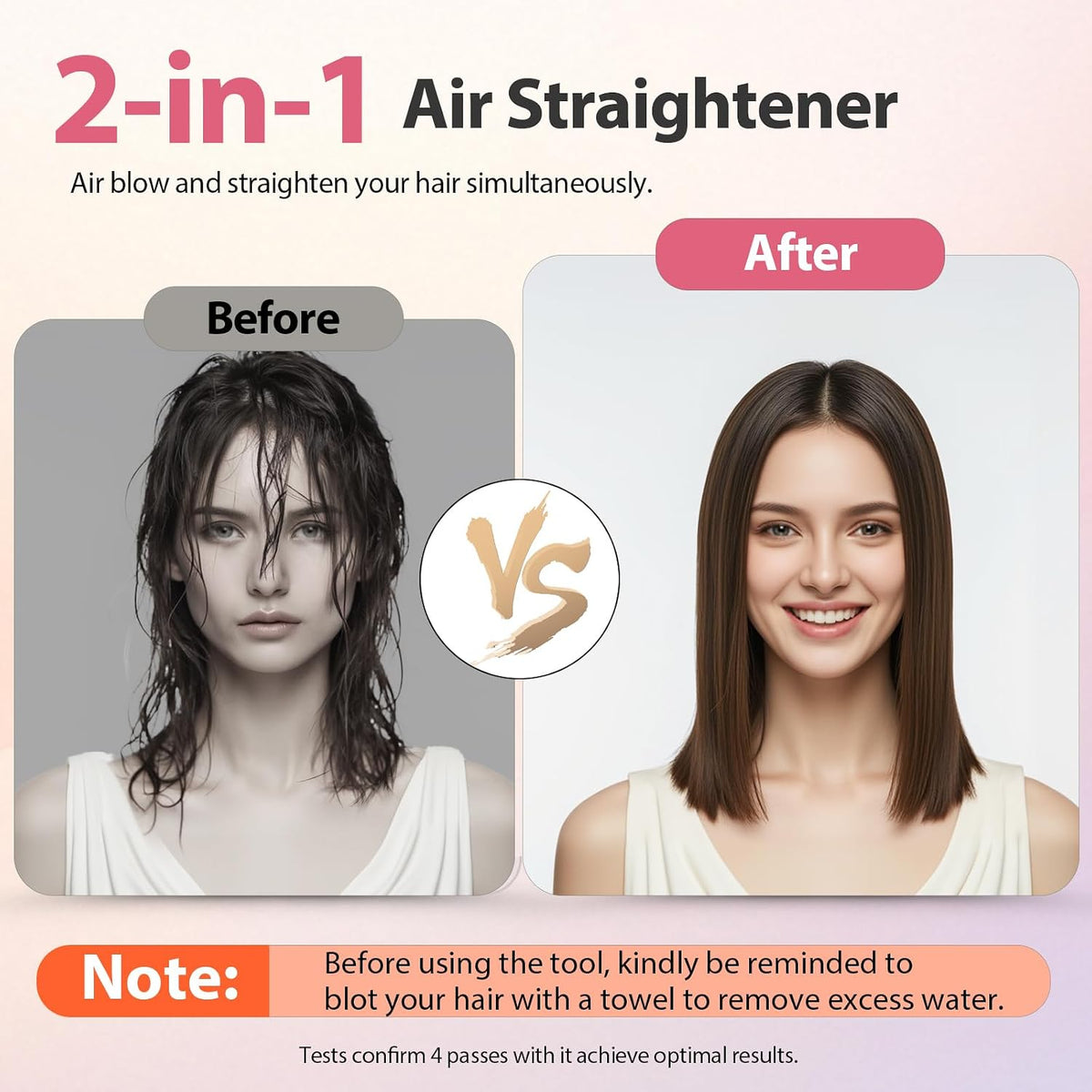 Air Hair Straightener, Airflow Straightener 100-240V Dual Voltage