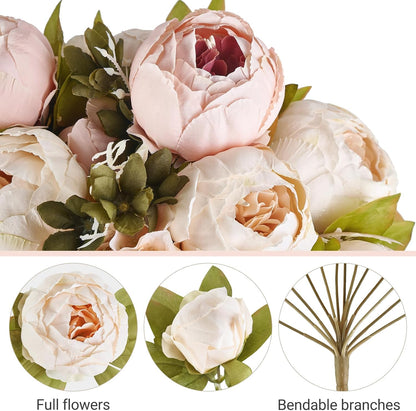 Peonies Artificial Flowers, 13 Stems Faux Peonies Real Touch 1 Pack