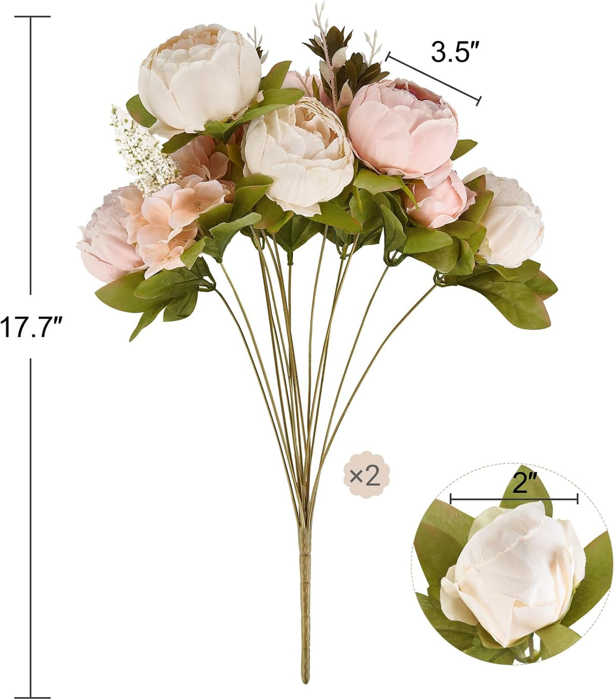 Peonies Artificial Flowers, 13 Stems Faux Peonies Real Touch 1 Pack