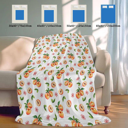 Peach Cooling Blankets for Hot Sleepers Summer Fruit Pink Flowers Cool Throw Blanket, Lightweight Ice Blanket 30" x 40" Summer Cold Blankets for Night Sweats