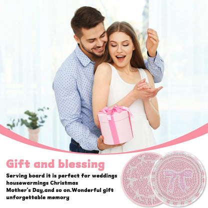 8 Pcs Diamond Painting Coasters,Diamond Painting Kits,Pink Bow Diamond Art Coasters,5D DIY Full Drill Diamond Dots,Gem Art Kits for Adults Arts and Crafts Supplies