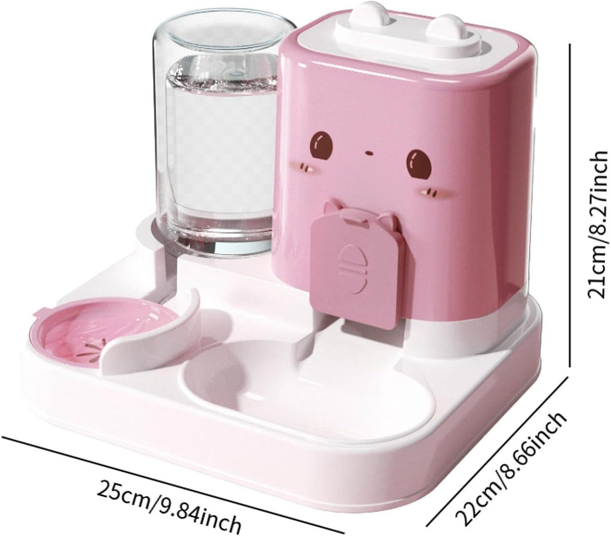2 in 1 Automatic Pet Feeder Removable Drinking Household Supplies Water Dispenser Pet Feeding Bowl for Small Dogs Kitten Puppy Bunny Animals, Pink