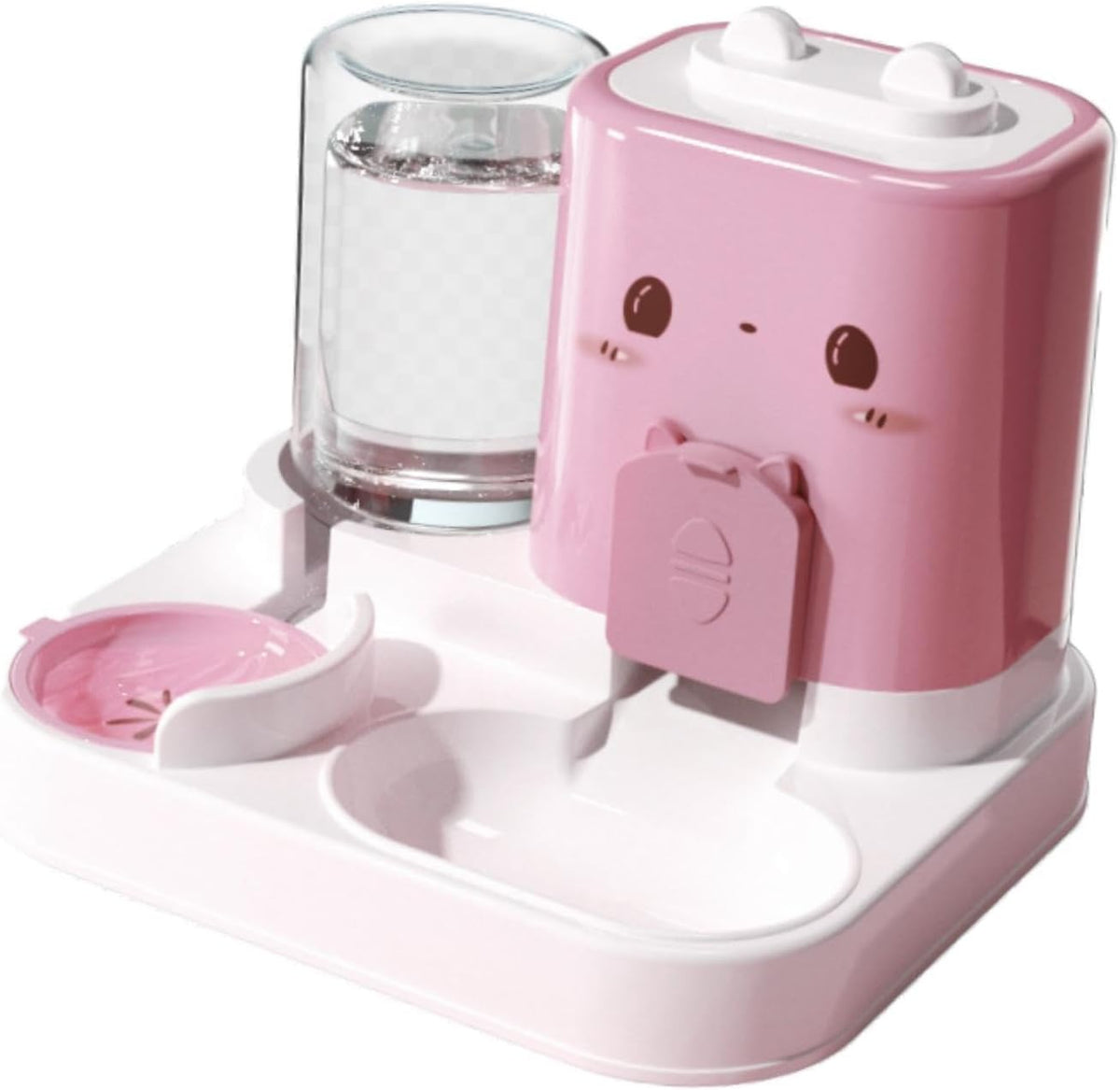 2 in 1 Automatic Pet Feeder Removable Drinking Household Supplies Water Dispenser Pet Feeding Bowl for Small Dogs Kitten Puppy Bunny Animals, Pink