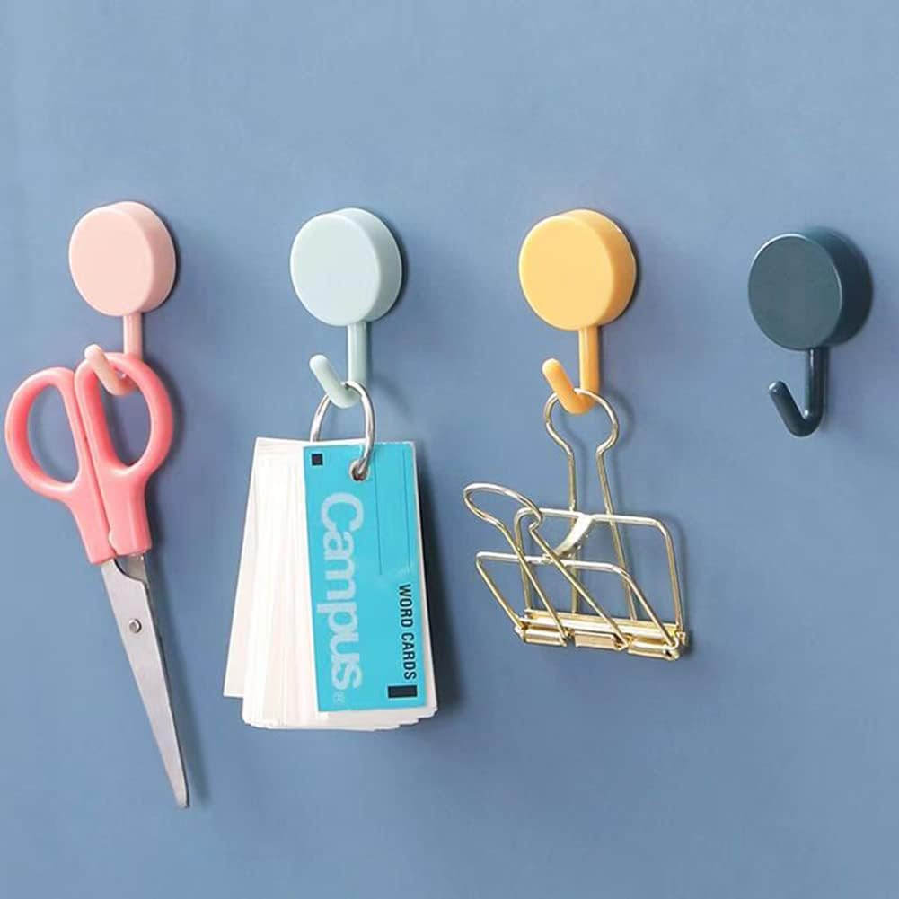 6 Pack Adhesive Hooks Cute Utility Hooks, Key Hooks for Wall Decorative, for Hanging Hat, Towel, Key, Towel Hook Wall Mount for Home, Kitchen, Bathroom, Office(Pink)