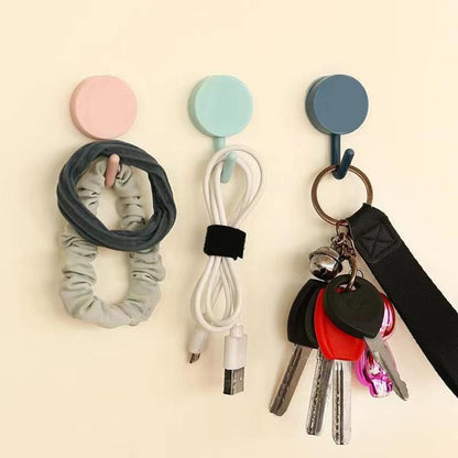 6 Pack Adhesive Hooks Cute Utility Hooks, Key Hooks for Wall Decorative, for Hanging Hat, Towel, Key, Towel Hook Wall Mount for Home, Kitchen, Bathroom, Office(Pink)