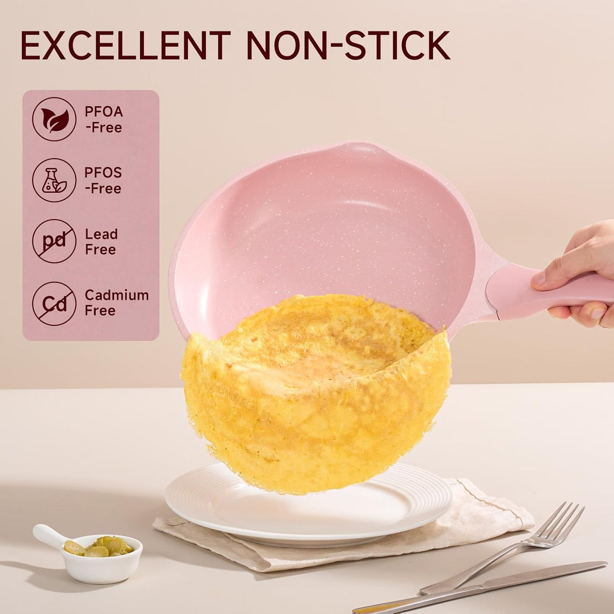 Pink Pots and Pans Set Nonstick 23pcs, Healthy Kitchen Cookware Sets