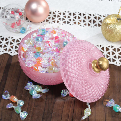 Joeyan 12 oz Small Pink Glass Jewelry Box Jars with Lid,Glass Candy Dishes