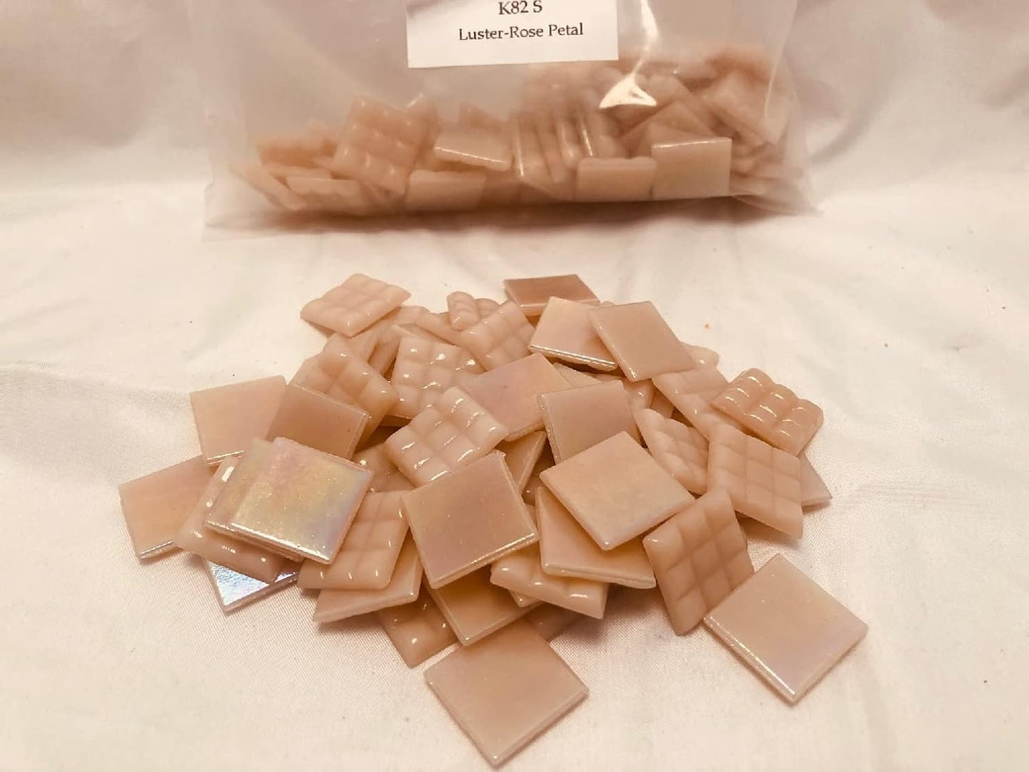3/4" Pink Glass Tile - K 82 Rose Petal - 1 lb Bag Brand Mosaic Tile