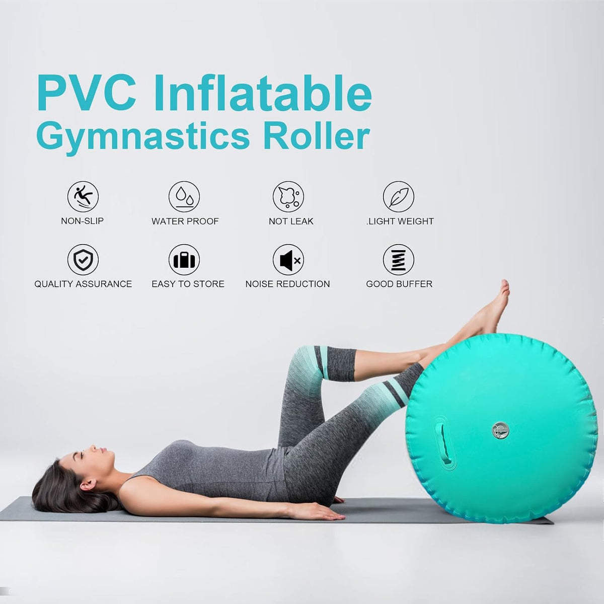 Air Roller Gymnastics Barrel, Inflatable Tumbling Equipment for Girls, Back Handspring & Backbend Trainer Mat for Cheerleading & Home Practice (Includes Manual Air Pump)