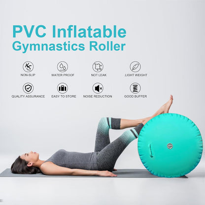 Air Roller Gymnastics Barrel, Inflatable Tumbling Equipment for Girls, Back Handspring & Backbend Trainer Mat for Cheerleading & Home Practice (Includes Manual Air Pump)