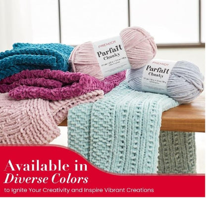 Premier Parfait Chunky Chenille Yarn 3 Pk Bundle with Markers (Peach)
